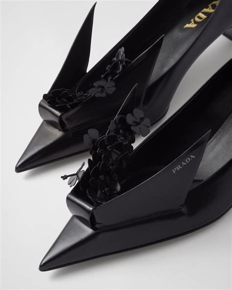 prada flowers shoes|prada flower applicace leather.